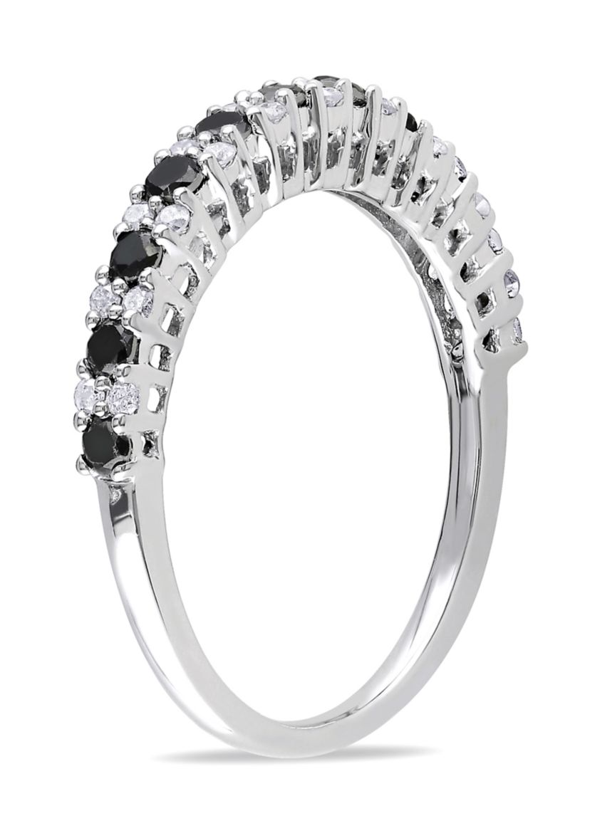 1/2 ct. t.w. Black and White Diamond Anniversary Band in Sterling Silver