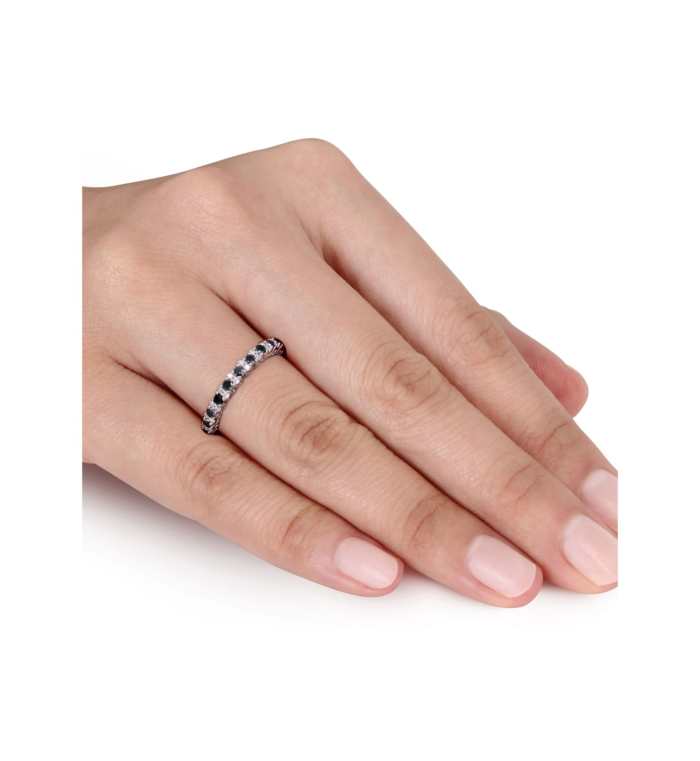 1/2 ct. t.w. Black and White Diamond Anniversary Band in Sterling Silver
