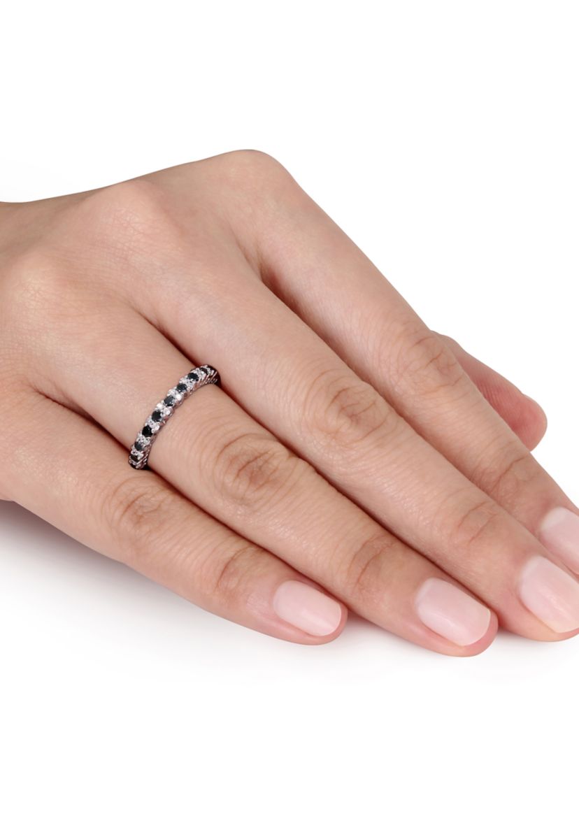1/2 ct. t.w. Black and White Diamond Anniversary Band in Sterling Silver