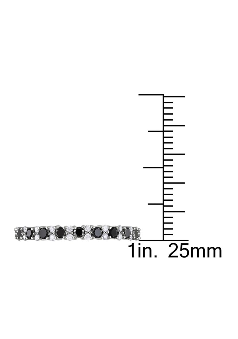 1/2 ct. t.w. Black and White Diamond Anniversary Band in Sterling Silver