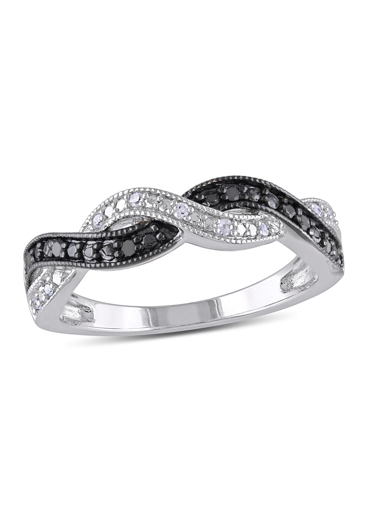 1/10 ct. t.w. Black and White Diamond Infinity Anniversary Band in Sterling Silver