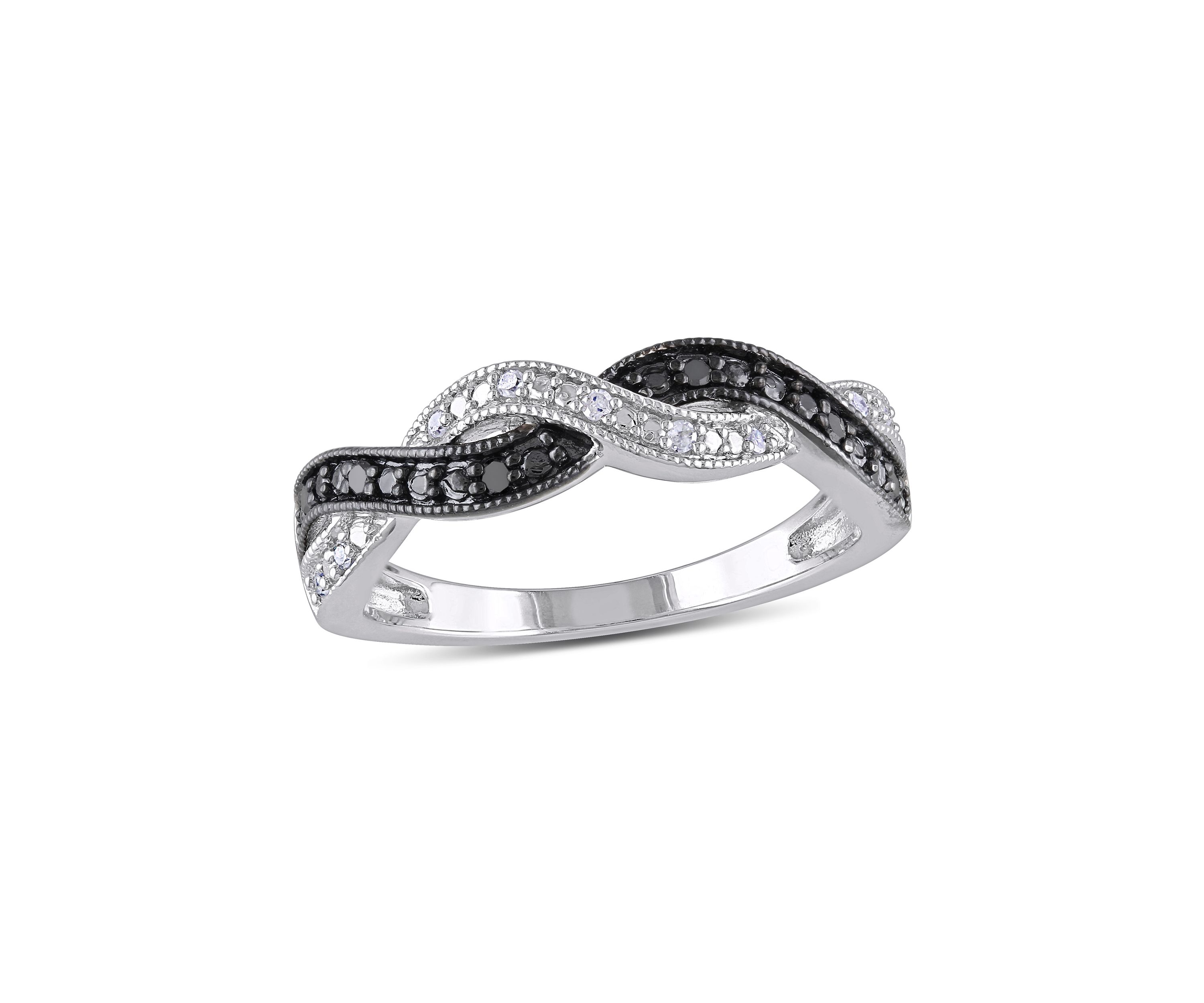 1/10 ct. t.w. Black and White Diamond Infinity Anniversary Band in Sterling Silver