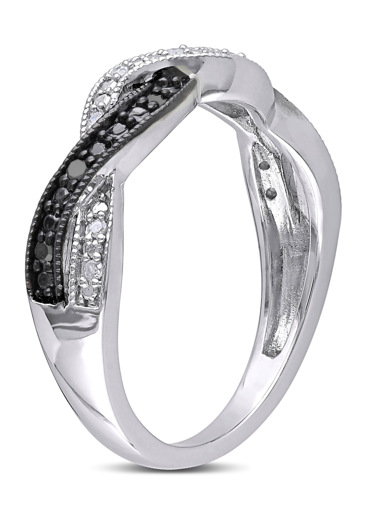 1/10 ct. t.w. Black and White Diamond Infinity Anniversary Band in Sterling Silver