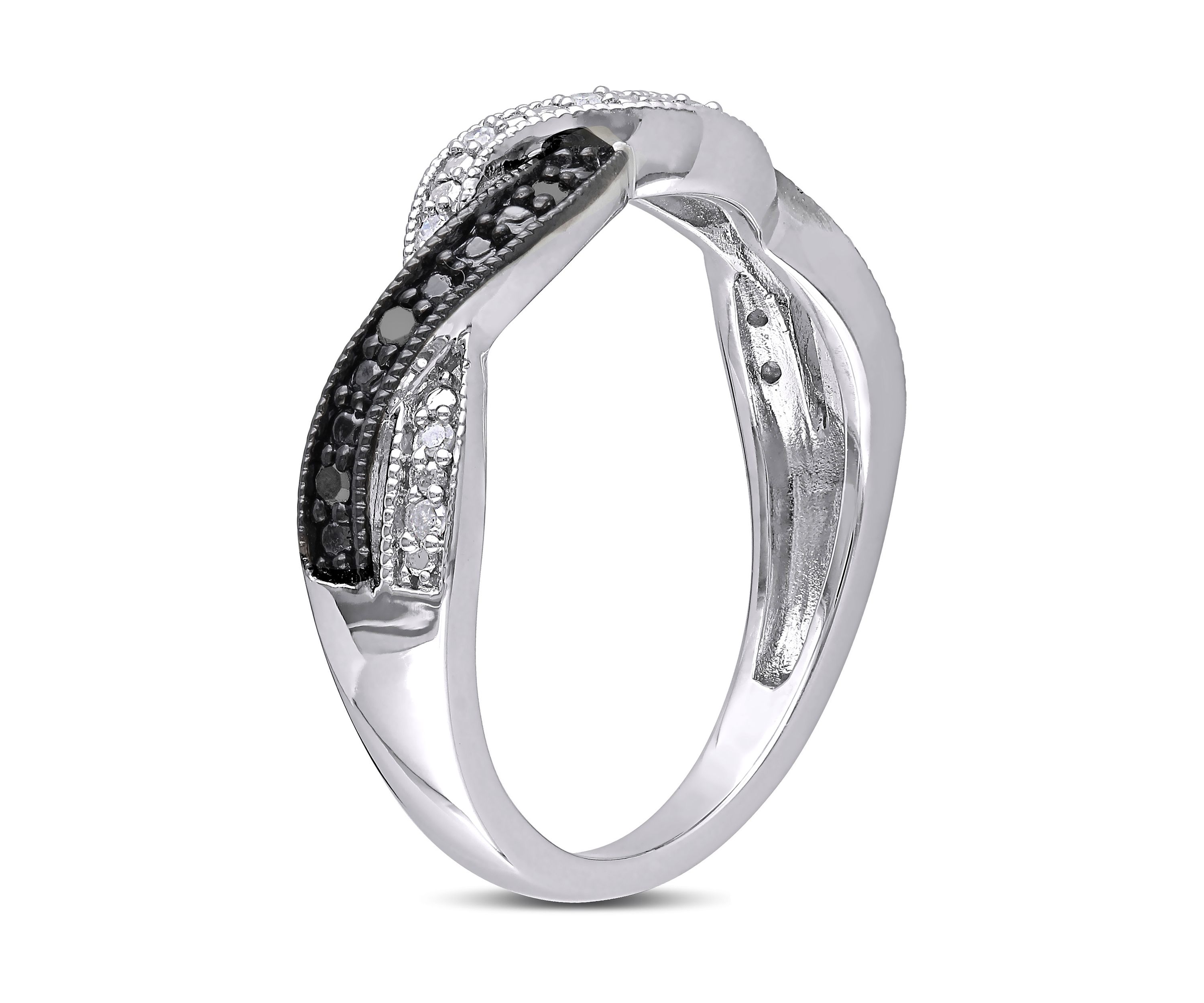 1/10 ct. t.w. Black and White Diamond Infinity Anniversary Band in Sterling Silver