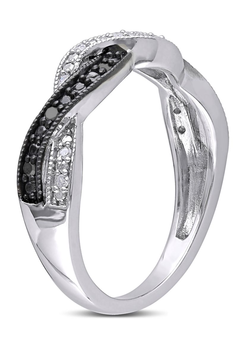 1/10 ct. t.w. Black and White Diamond Infinity Anniversary Band in Sterling Silver