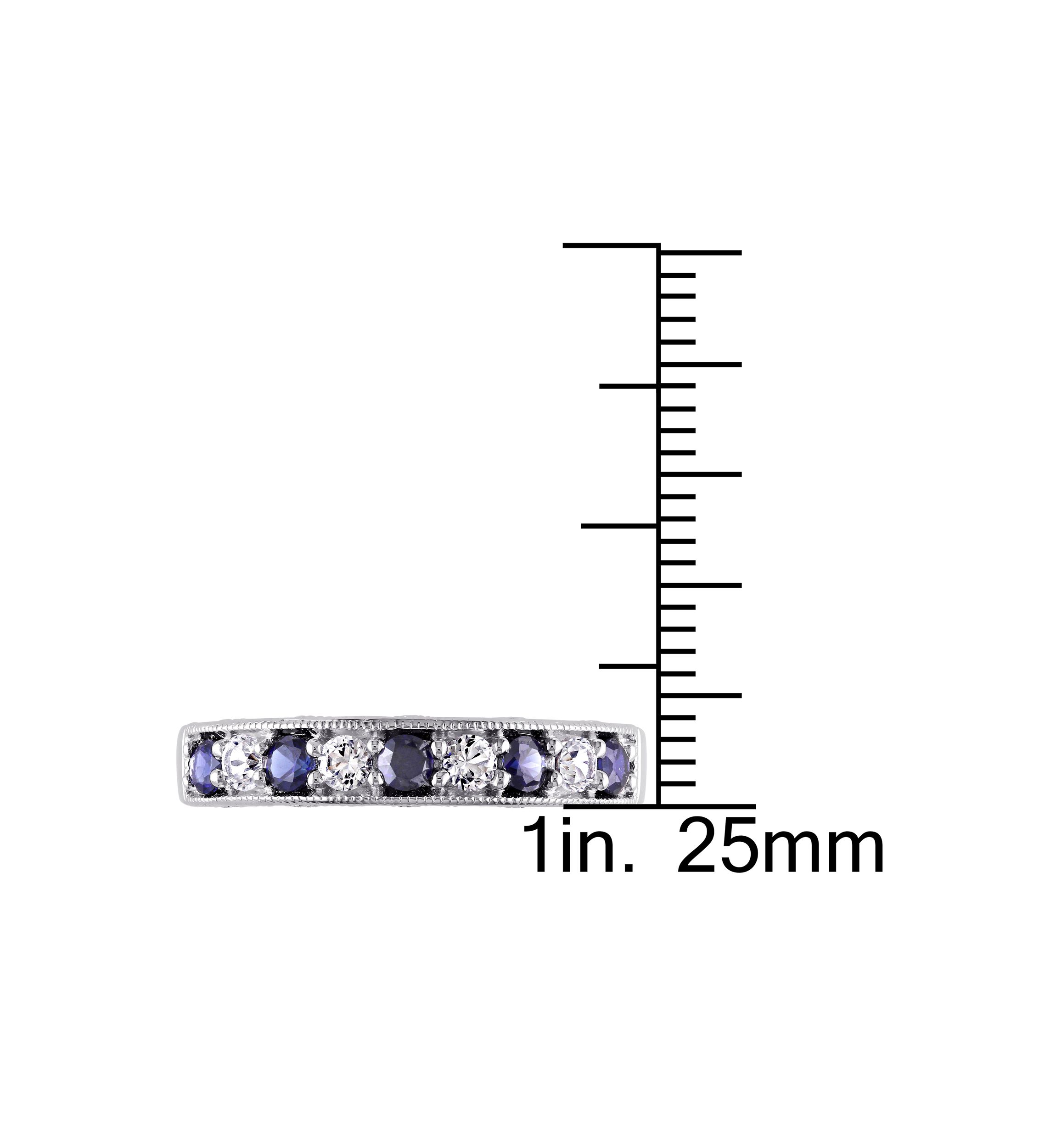 4/5 ct. t.w. Lab Created Blue and White Sapphire Anniversary Band in Sterling Silver