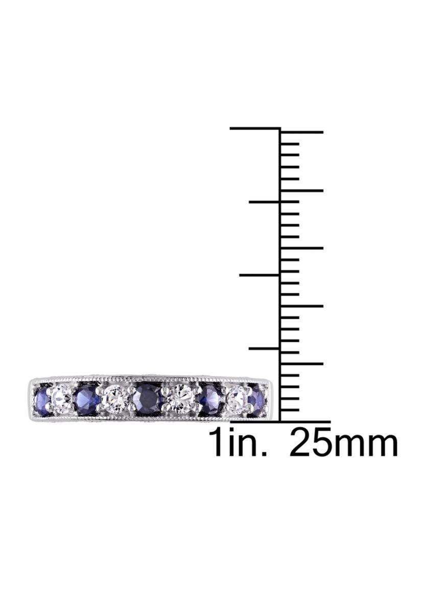 4/5 ct. t.w. Lab Created Blue and White Sapphire Anniversary Band in Sterling Silver