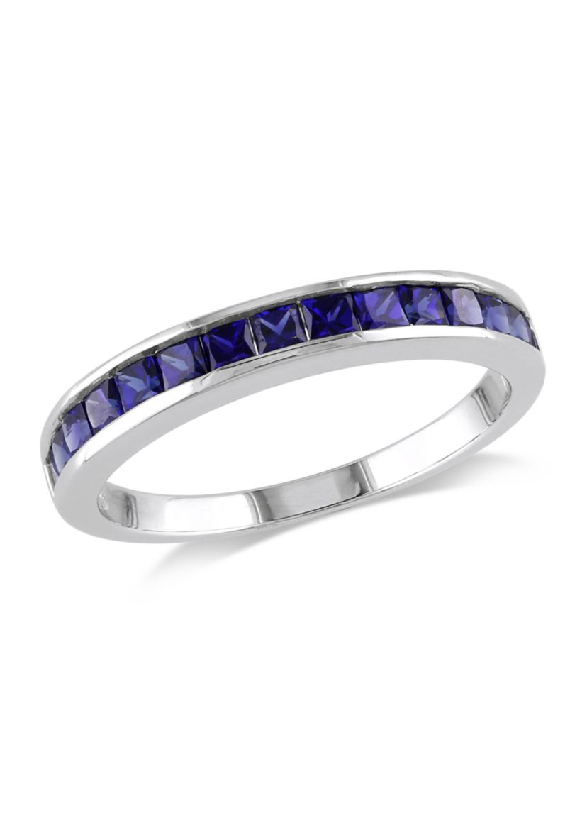 3/4 ct. t.w. Lab Created Blue Sapphire Eternity Ring in Sterling Silver