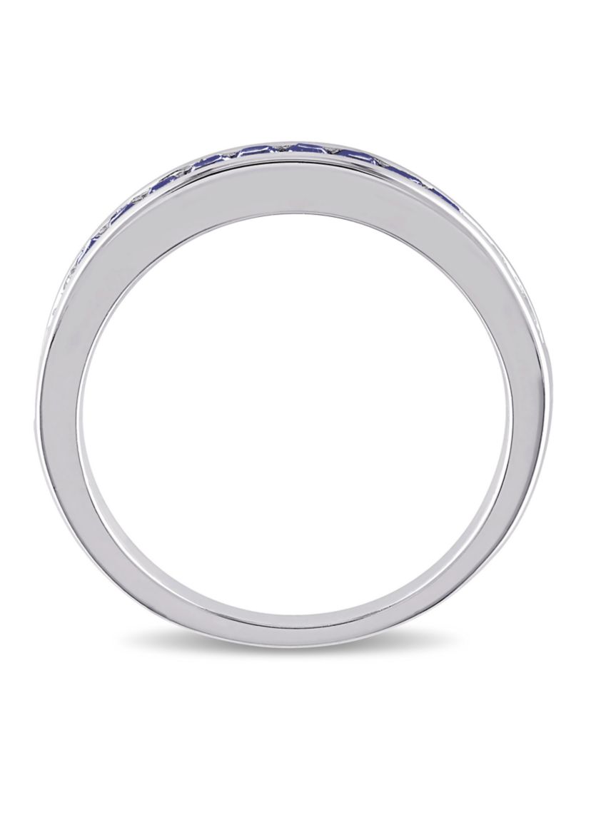 3/4 ct. t.w. Lab Created Blue Sapphire Eternity Ring in Sterling Silver