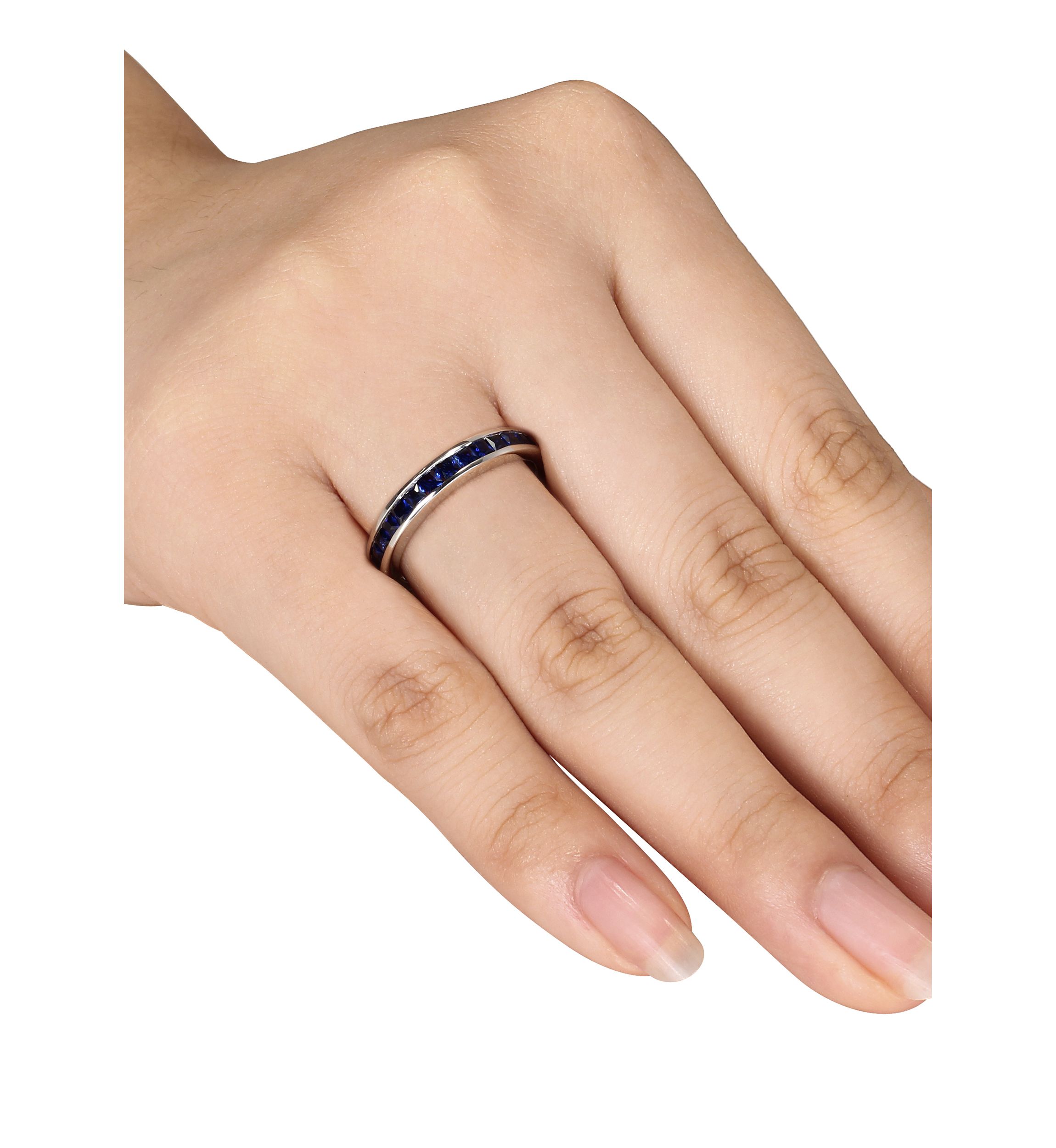 3/4 ct. t.w. Lab Created Blue Sapphire Eternity Ring in Sterling Silver