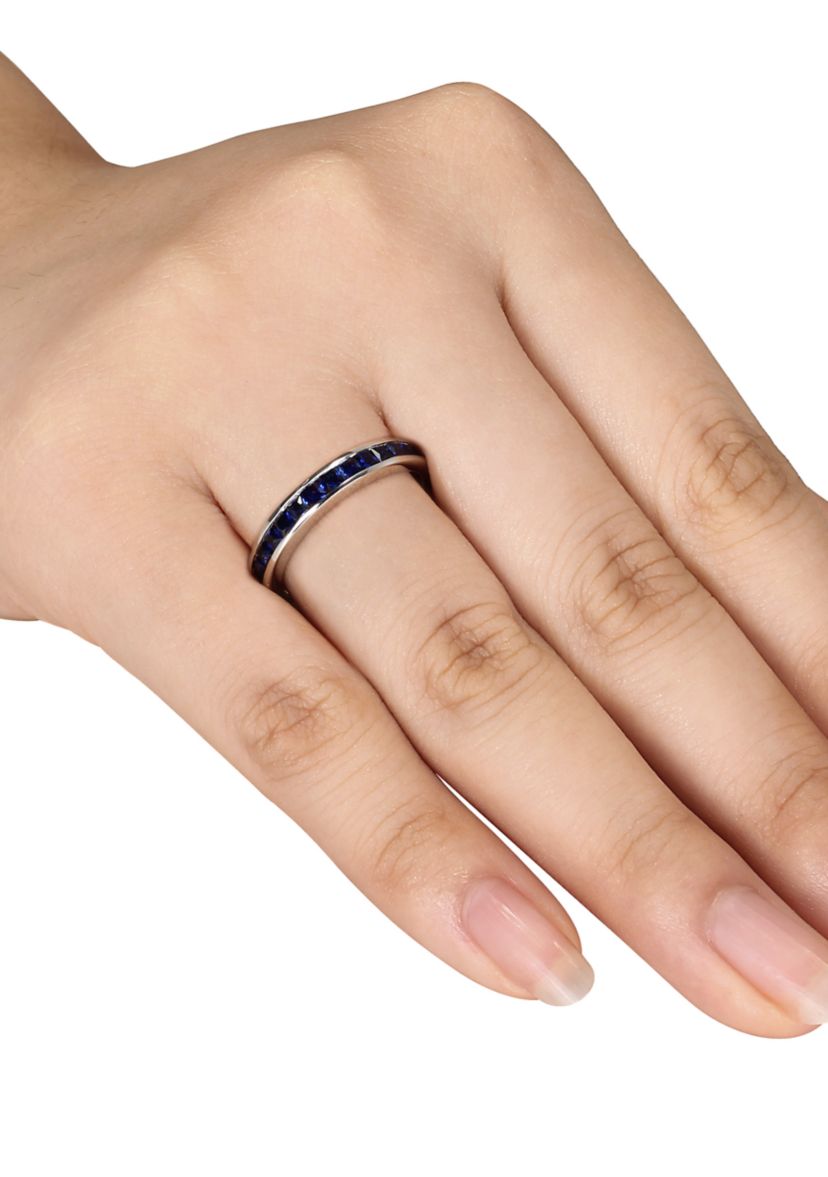 3/4 ct. t.w. Lab Created Blue Sapphire Eternity Ring in Sterling Silver