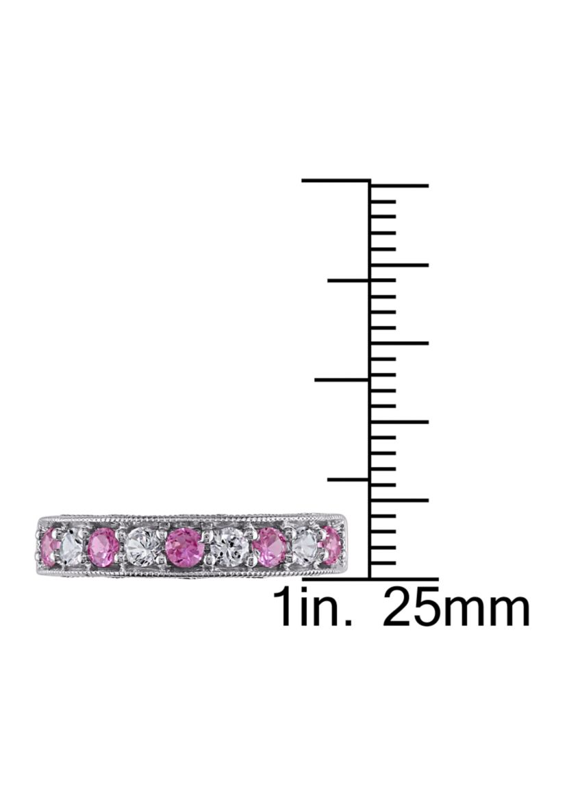 4/5 ct. t.w. Lab Created Pink and White Sapphire Anniversary Band in Sterling Silver