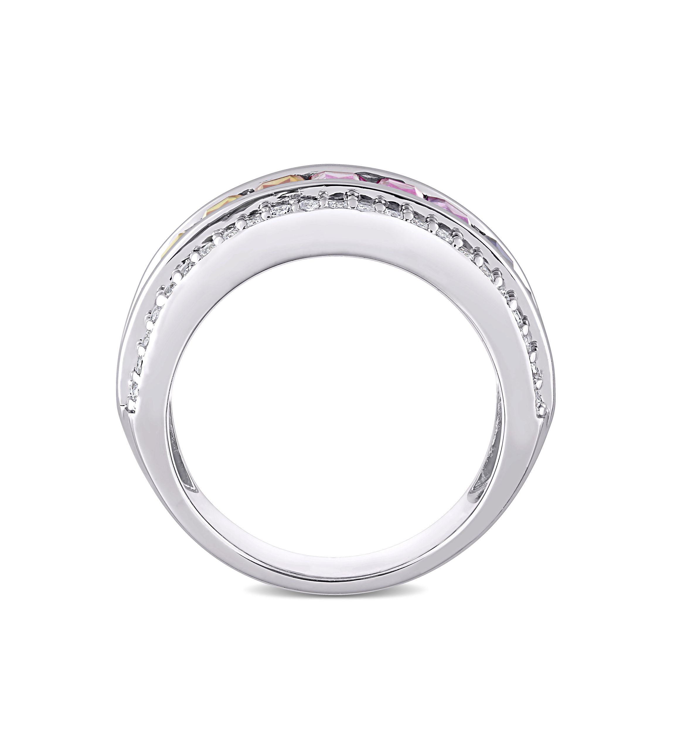 3. 88 ct. t.w. Multicolor Lab Created Sapphire Eternity Ring in Sterling Silver