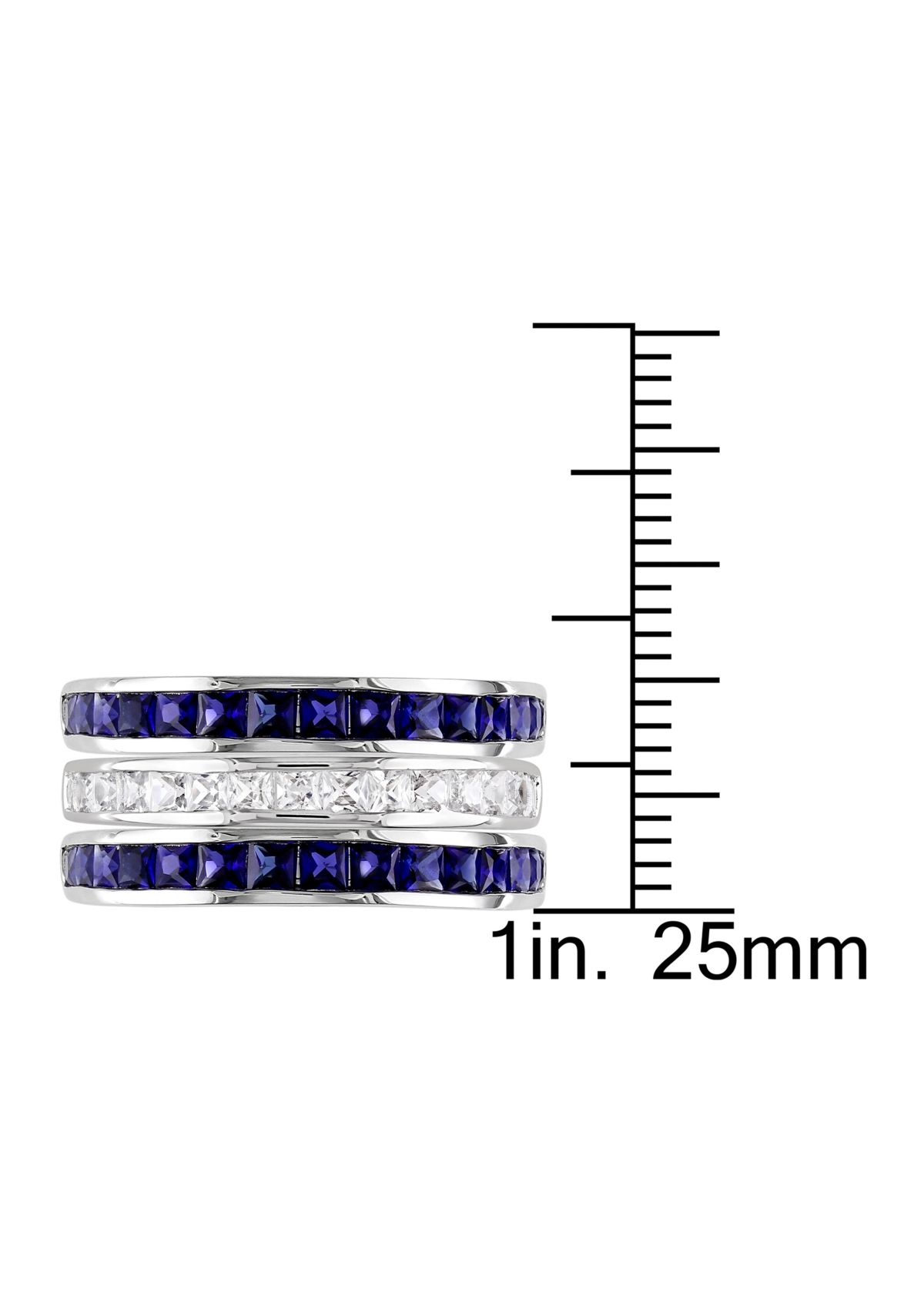  2.25 ct. t.w. Lab Created Blue and White Sapphire  -Piece Anniversary Band Set of Stacking Rings in Sterling Silver