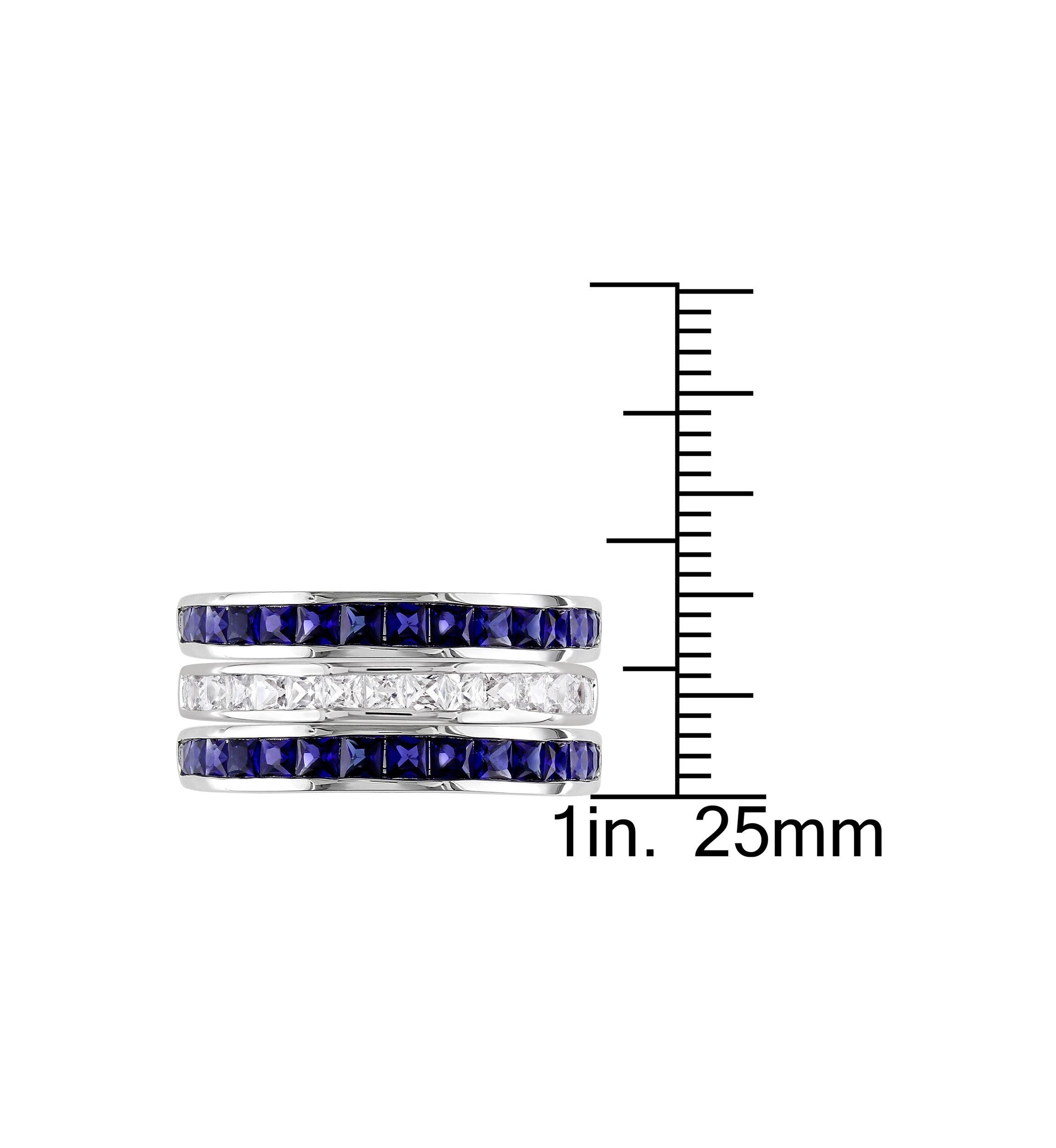  2.25 ct. t.w. Lab Created Blue and White Sapphire  -Piece Anniversary Band Set of Stacking Rings in Sterling Silver
