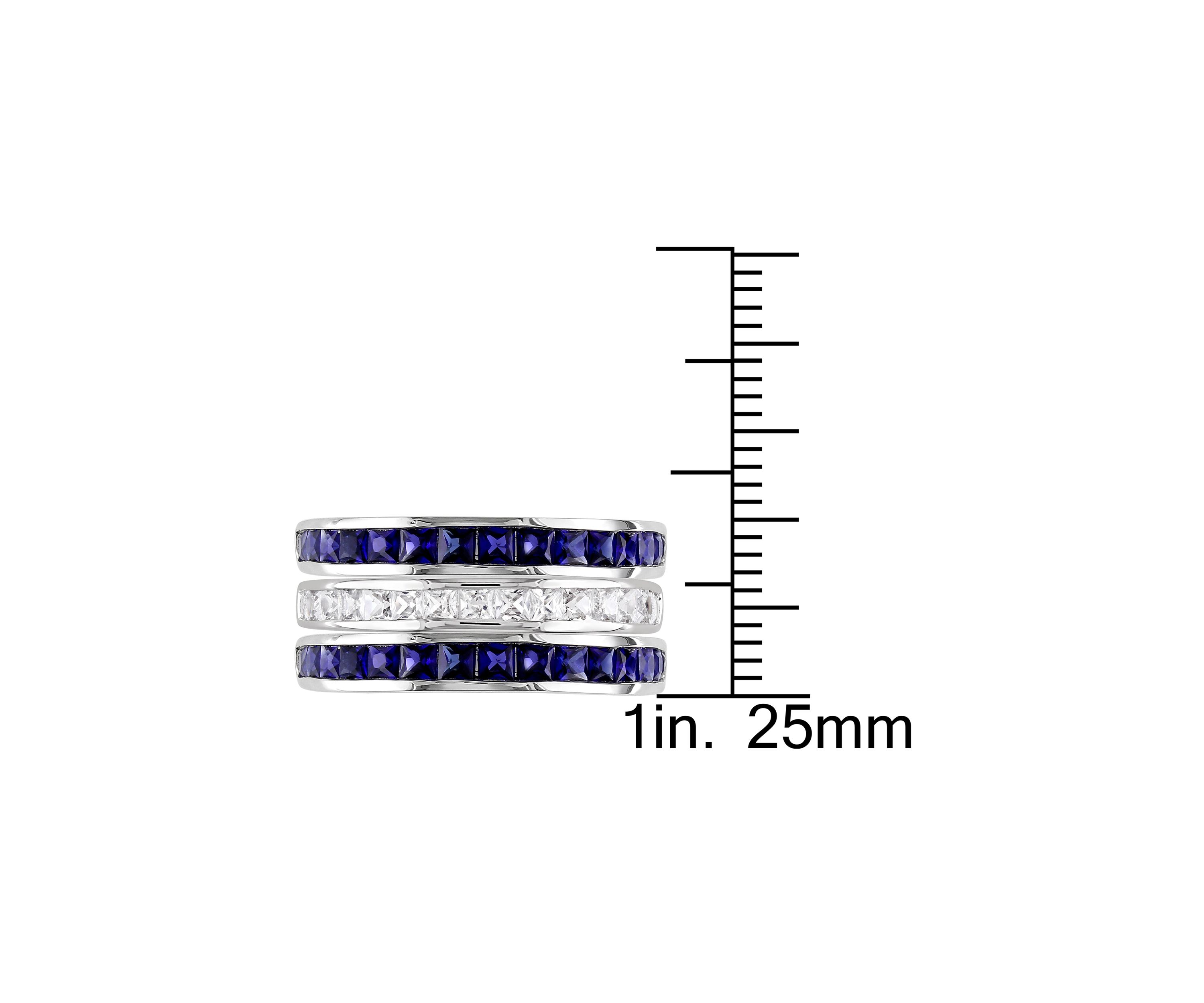  2.25 ct. t.w. Lab Created Blue and White Sapphire  -Piece Anniversary Band Set of Stacking Rings in Sterling Silver