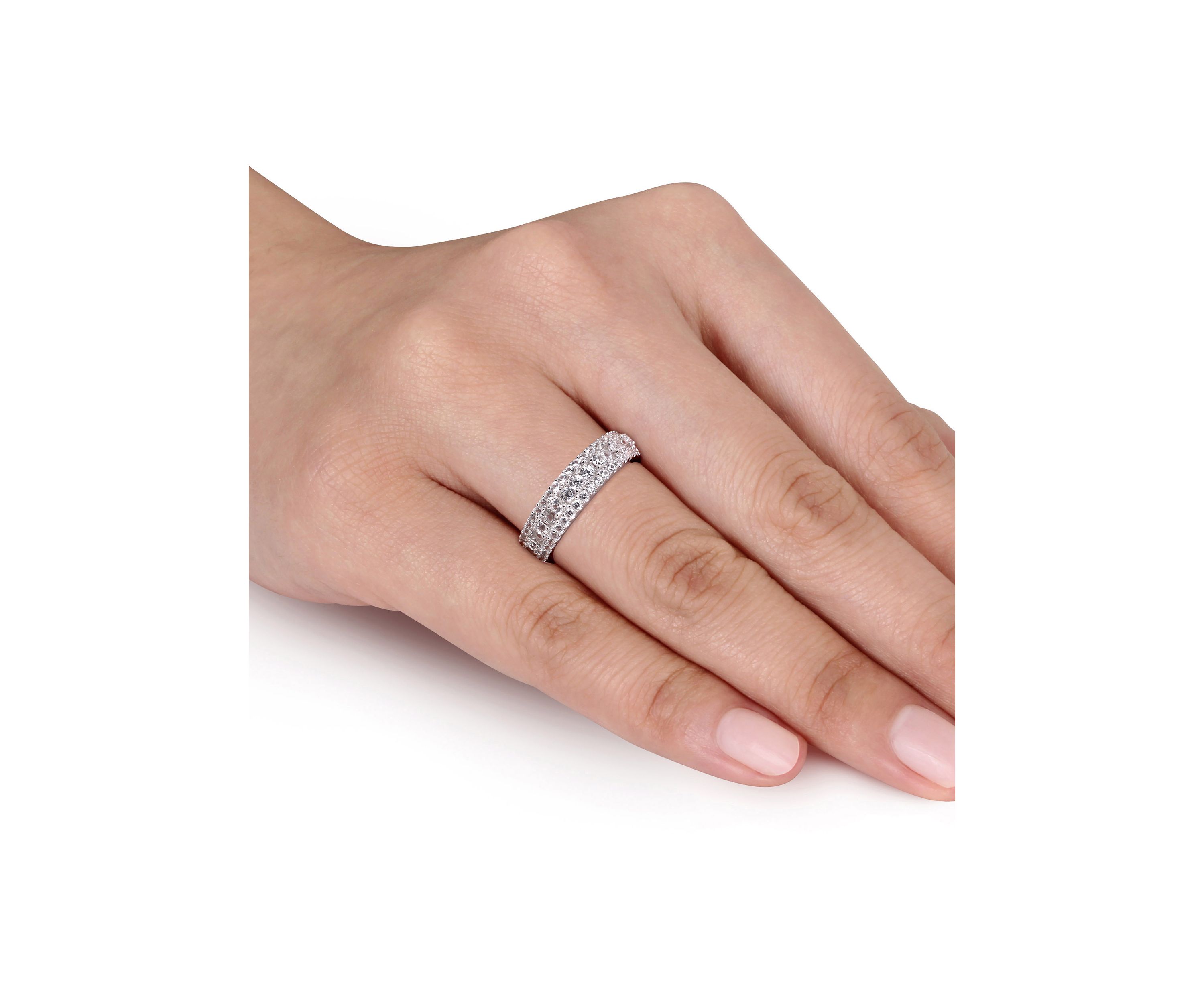 1.3 ct. t.w. Lab Created White Sapphire Anniversary Band in Sterling Silver