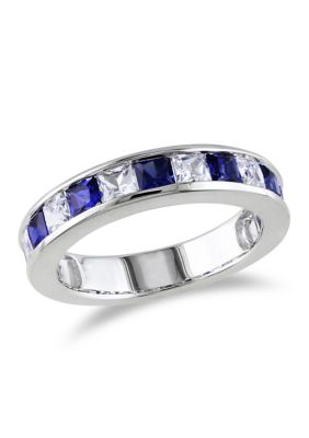 Belk & Co 2.38 ct. t.w. Lab Created Blue and White Sapphire Anniversary Band in Sterling Silver, 7