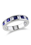  2.38 ct. t.w. Lab Created Blue and White Sapphire Anniversary Band in Sterling Silver