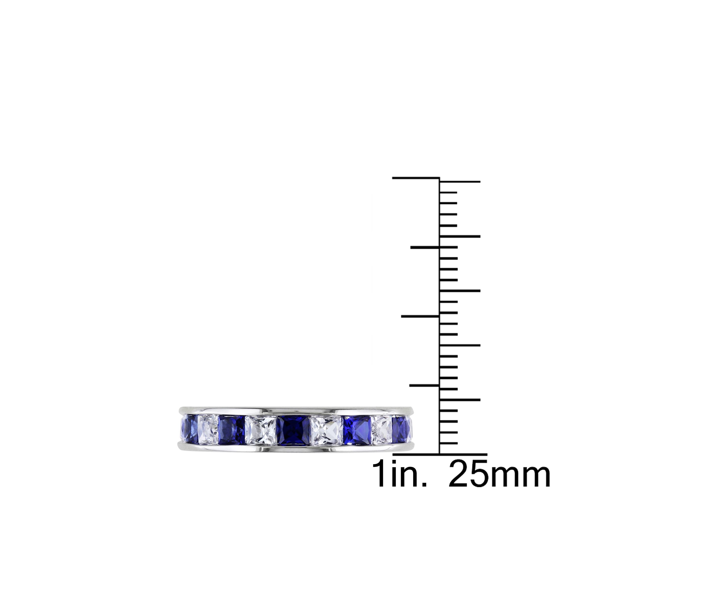  2.38 ct. t.w. Lab Created Blue and White Sapphire Anniversary Band in Sterling Silver