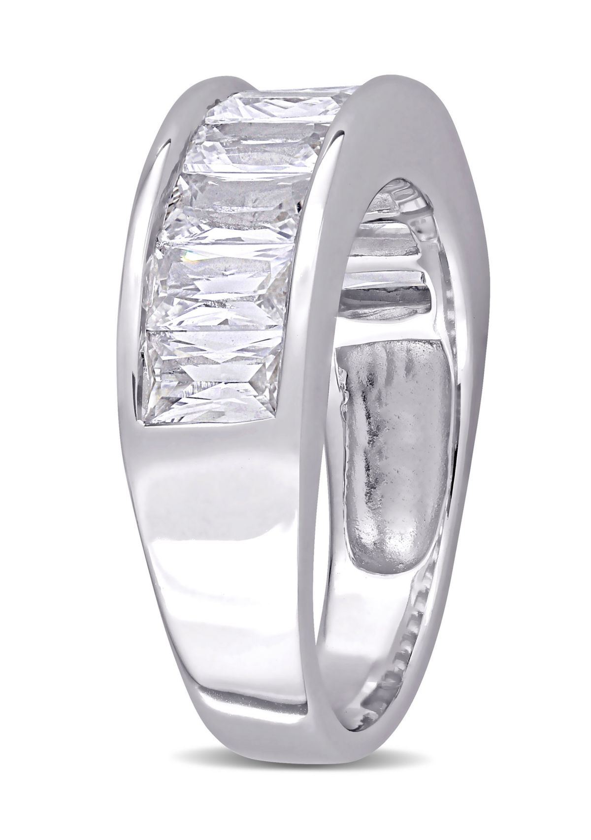 2.75 ct. t.w. Baguette Cut Lab Created White Sapphire Semi Eternity Anniversary Band in Sterling Silver