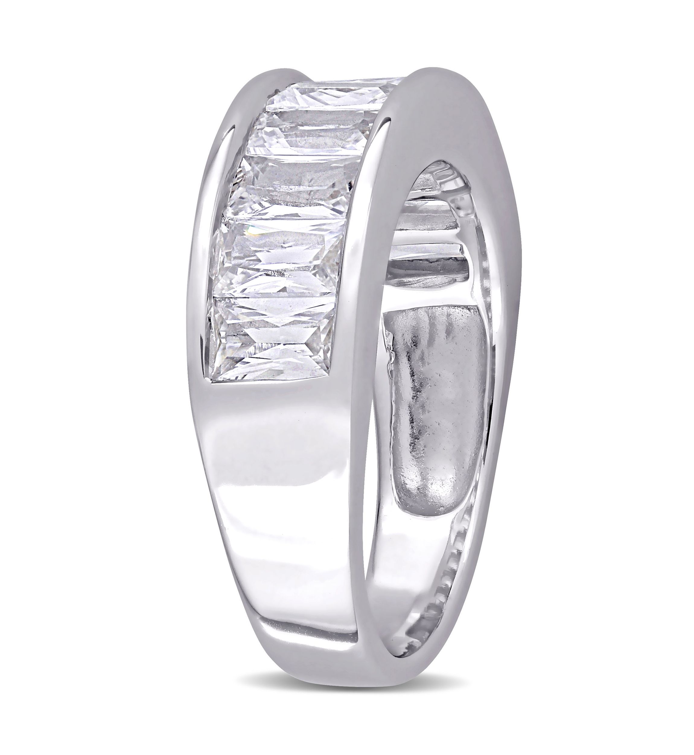 2.75 ct. t.w. Baguette Cut Lab Created White Sapphire Semi Eternity Anniversary Band in Sterling Silver