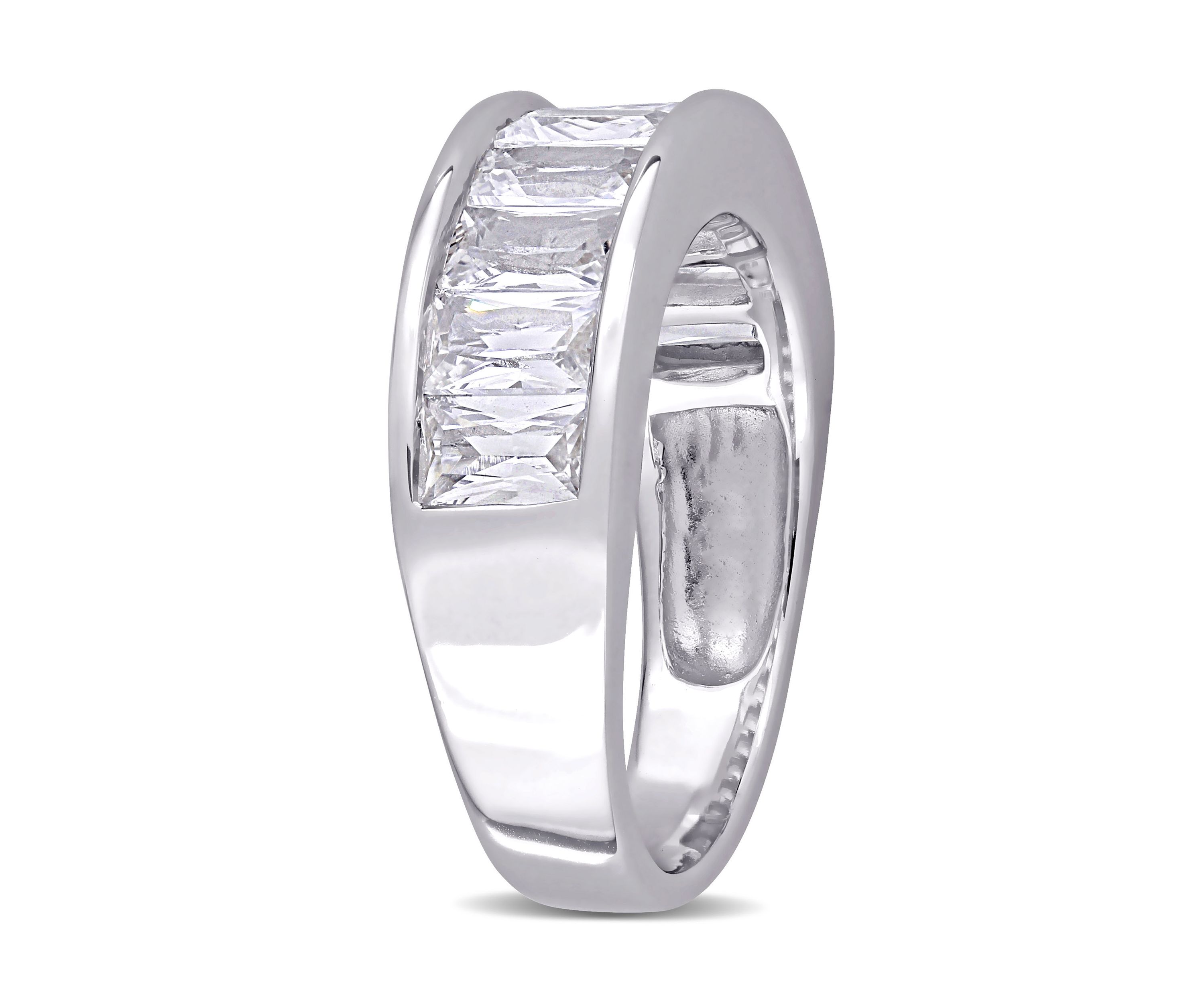 2.75 ct. t.w. Baguette Cut Lab Created White Sapphire Semi Eternity Anniversary Band in Sterling Silver