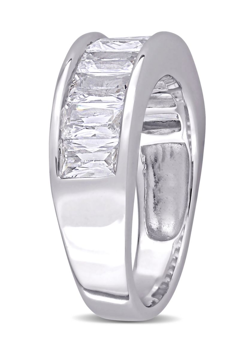 2.75 ct. t.w. Baguette Cut Lab Created White Sapphire Semi Eternity Anniversary Band in Sterling Silver