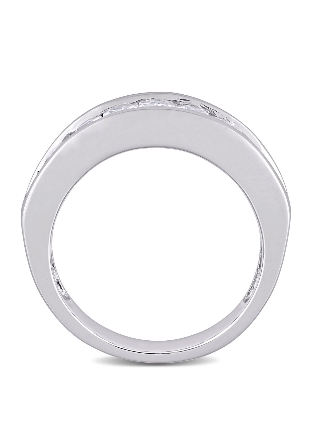 2.75 ct. t.w. Baguette Cut Lab Created White Sapphire Semi Eternity Anniversary Band in Sterling Silver