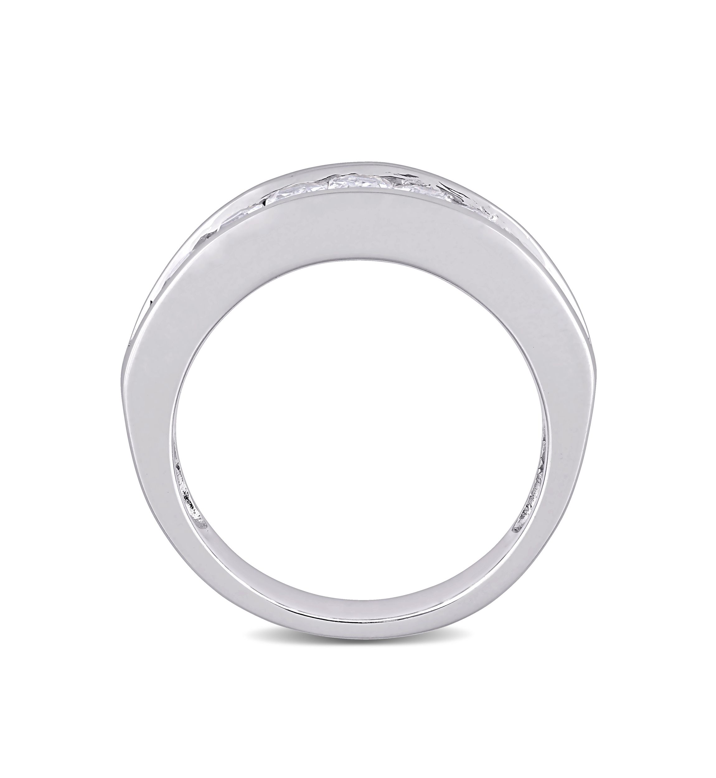 2.75 ct. t.w. Baguette Cut Lab Created White Sapphire Semi Eternity Anniversary Band in Sterling Silver