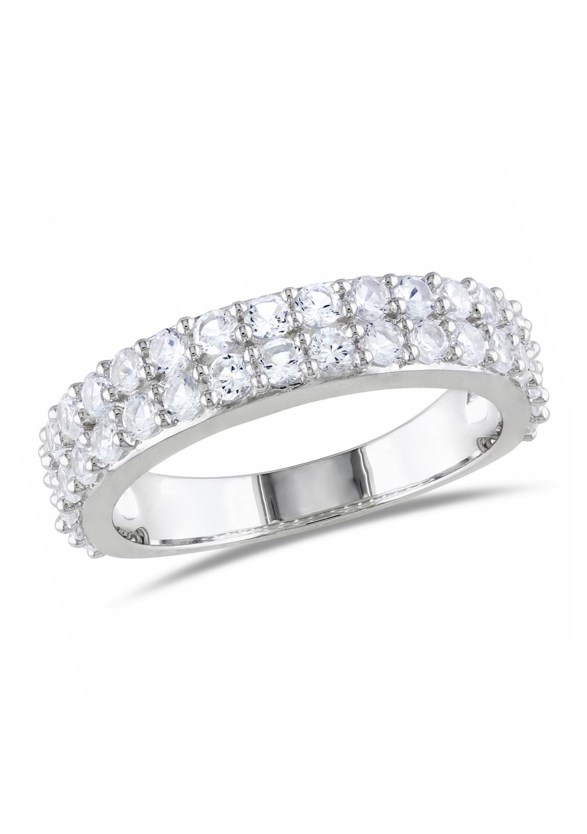 1.88 ct. t.w. Lab Created White Sapphire Double Row Ring in Sterling Silver