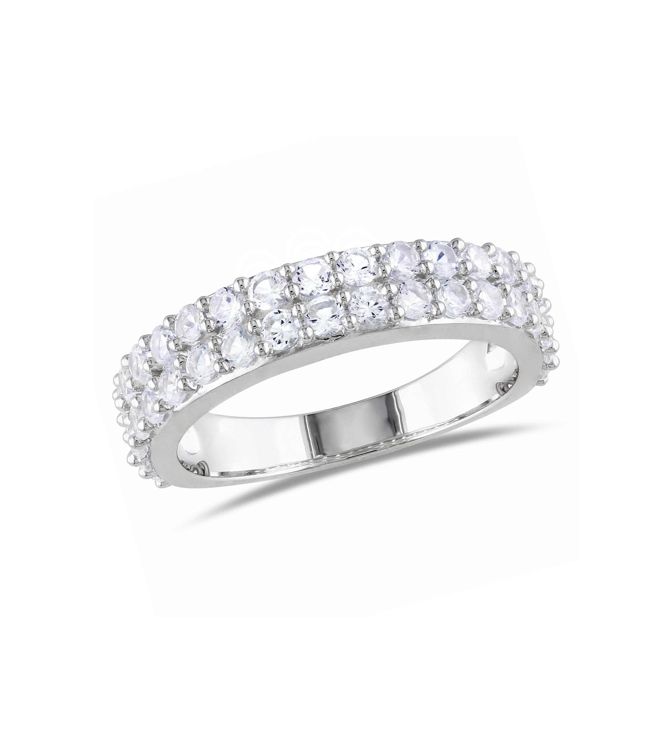 1.88 ct. t.w. Lab Created White Sapphire Double Row Ring in Sterling Silver