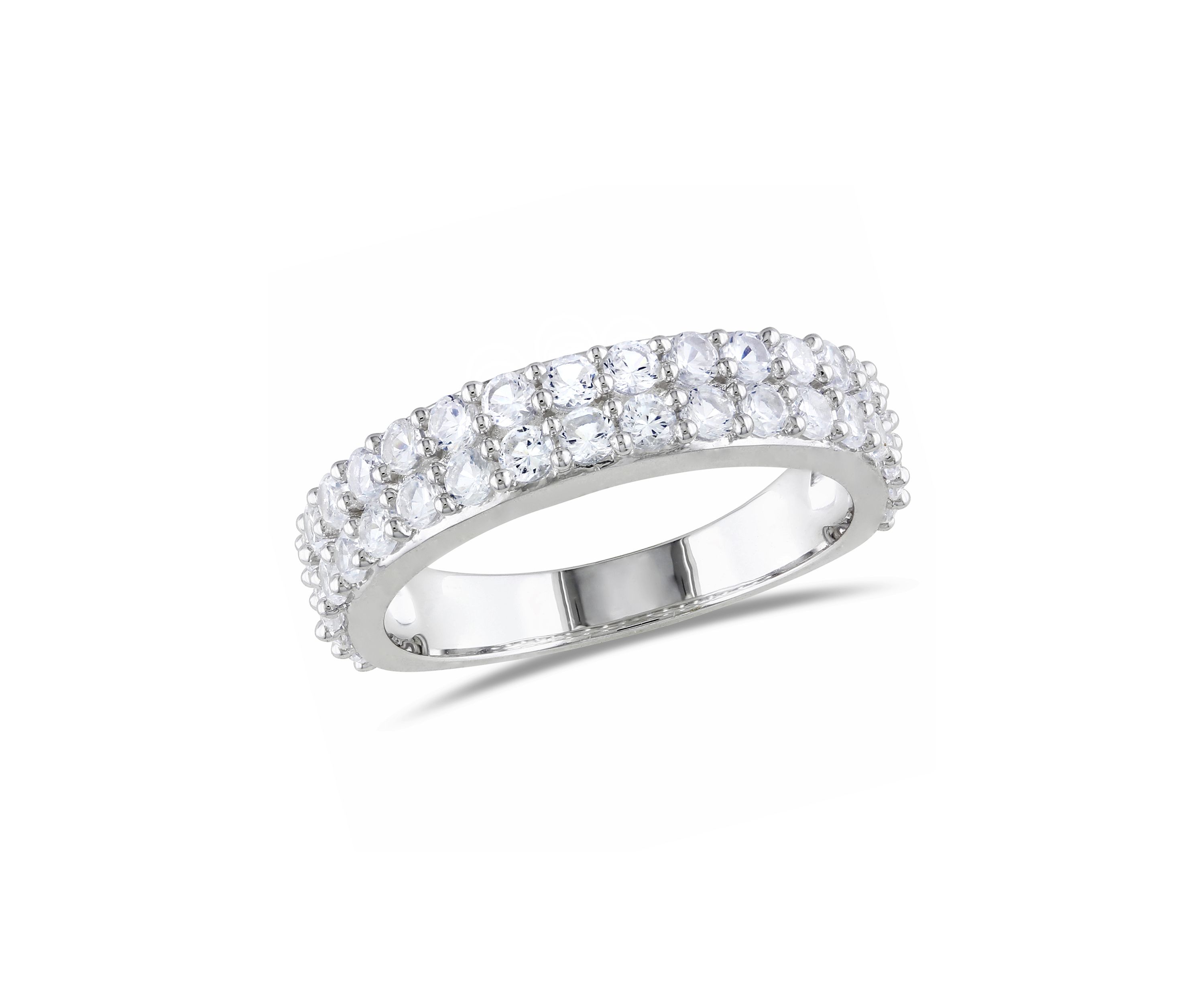 1.88 ct. t.w. Lab Created White Sapphire Double Row Ring in Sterling Silver