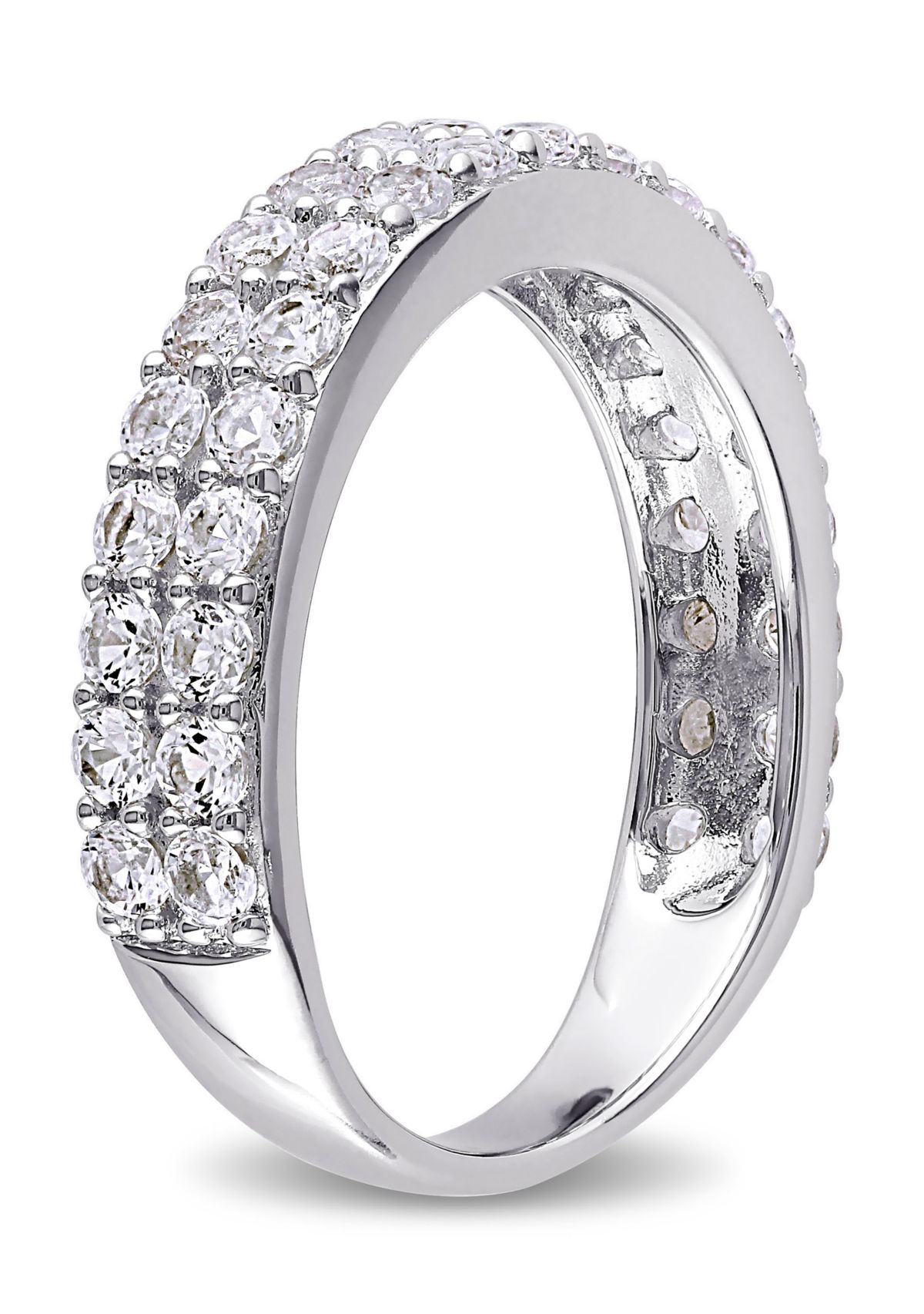 1.88 ct. t.w. Lab Created White Sapphire Double Row Ring in Sterling Silver