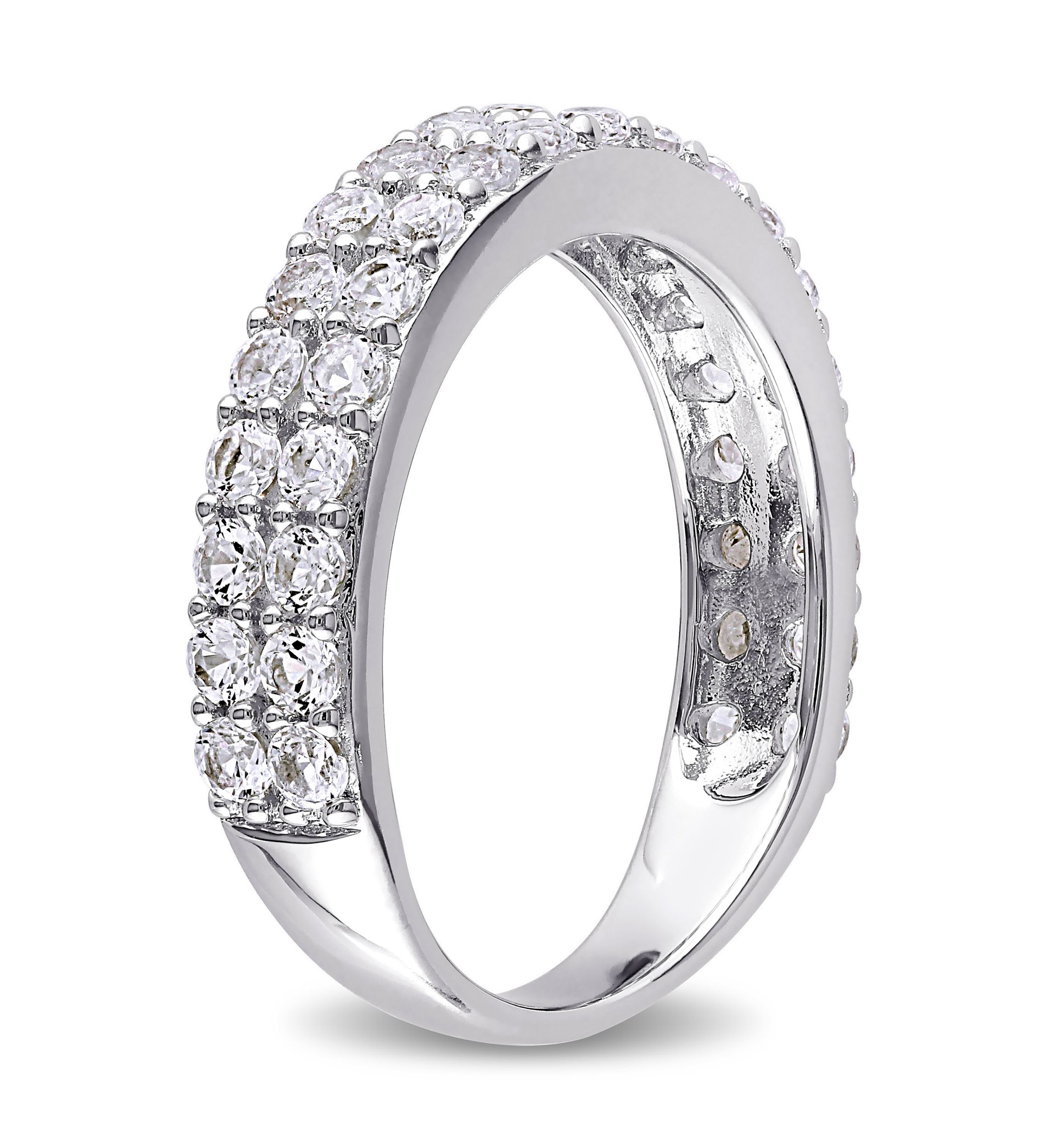 1.88 ct. t.w. Lab Created White Sapphire Double Row Ring in Sterling Silver