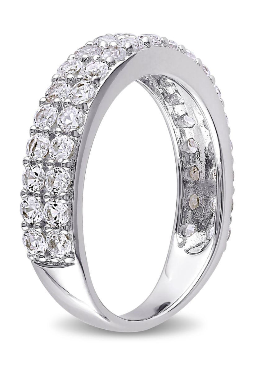 1.88 ct. t.w. Lab Created White Sapphire Double Row Ring in Sterling Silver
