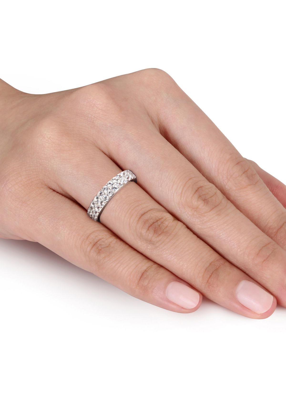 1.88 ct. t.w. Lab Created White Sapphire Double Row Ring in Sterling Silver