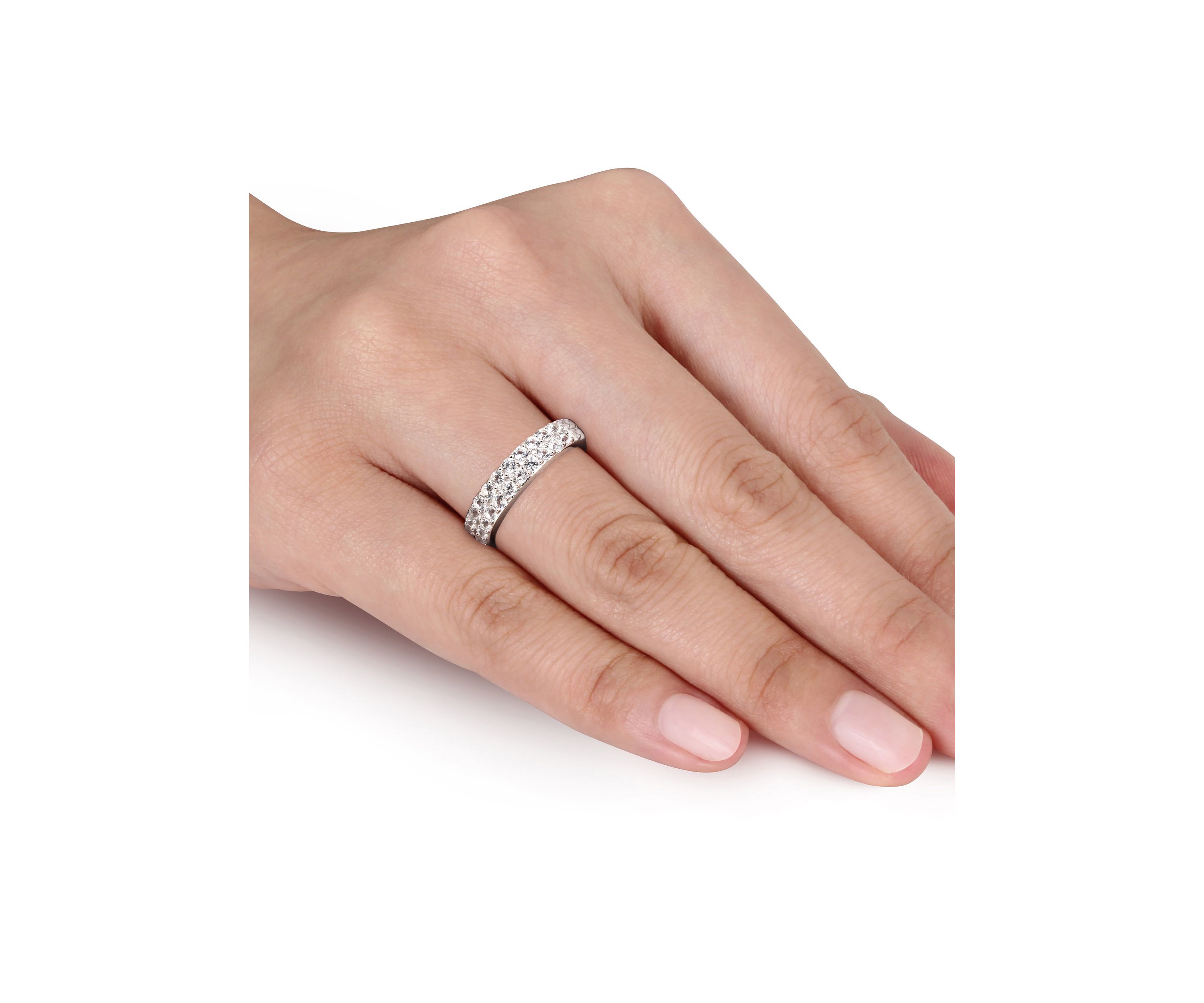 1.88 ct. t.w. Lab Created White Sapphire Double Row Ring in Sterling Silver