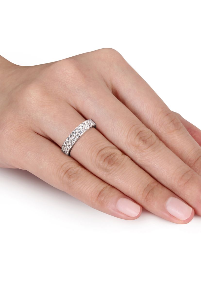 1.88 ct. t.w. Lab Created White Sapphire Double Row Ring in Sterling Silver