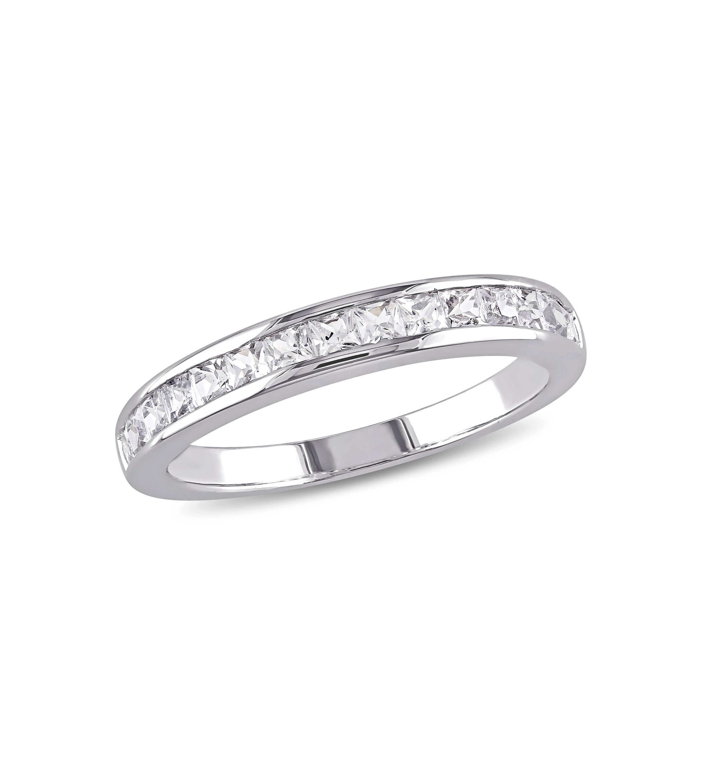 3/4 ct. t.w. Lab Created White Sapphire Channel Set Anniversary Band in Sterling Silver