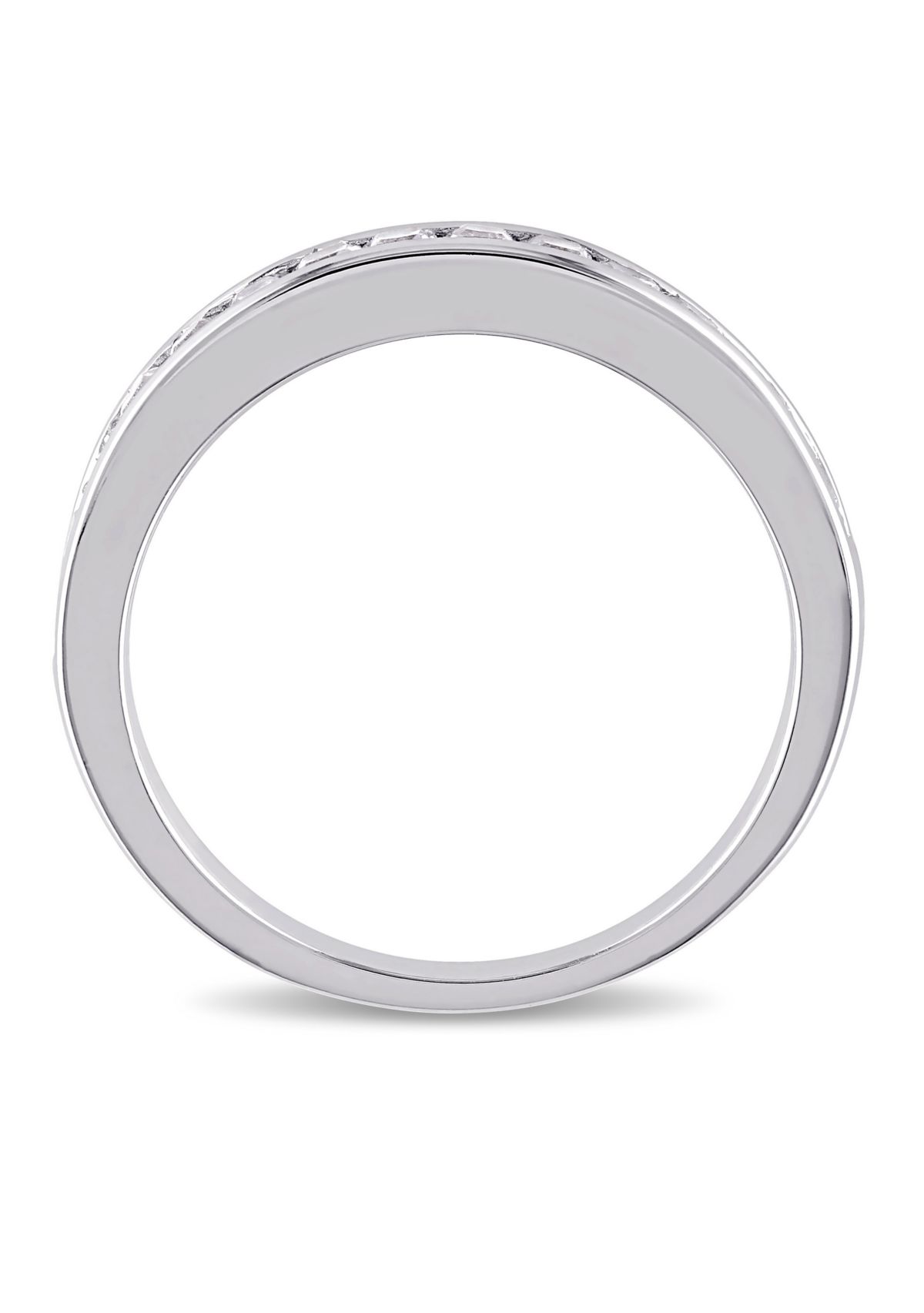 3/4 ct. t.w. Lab Created White Sapphire Channel Set Anniversary Band in Sterling Silver