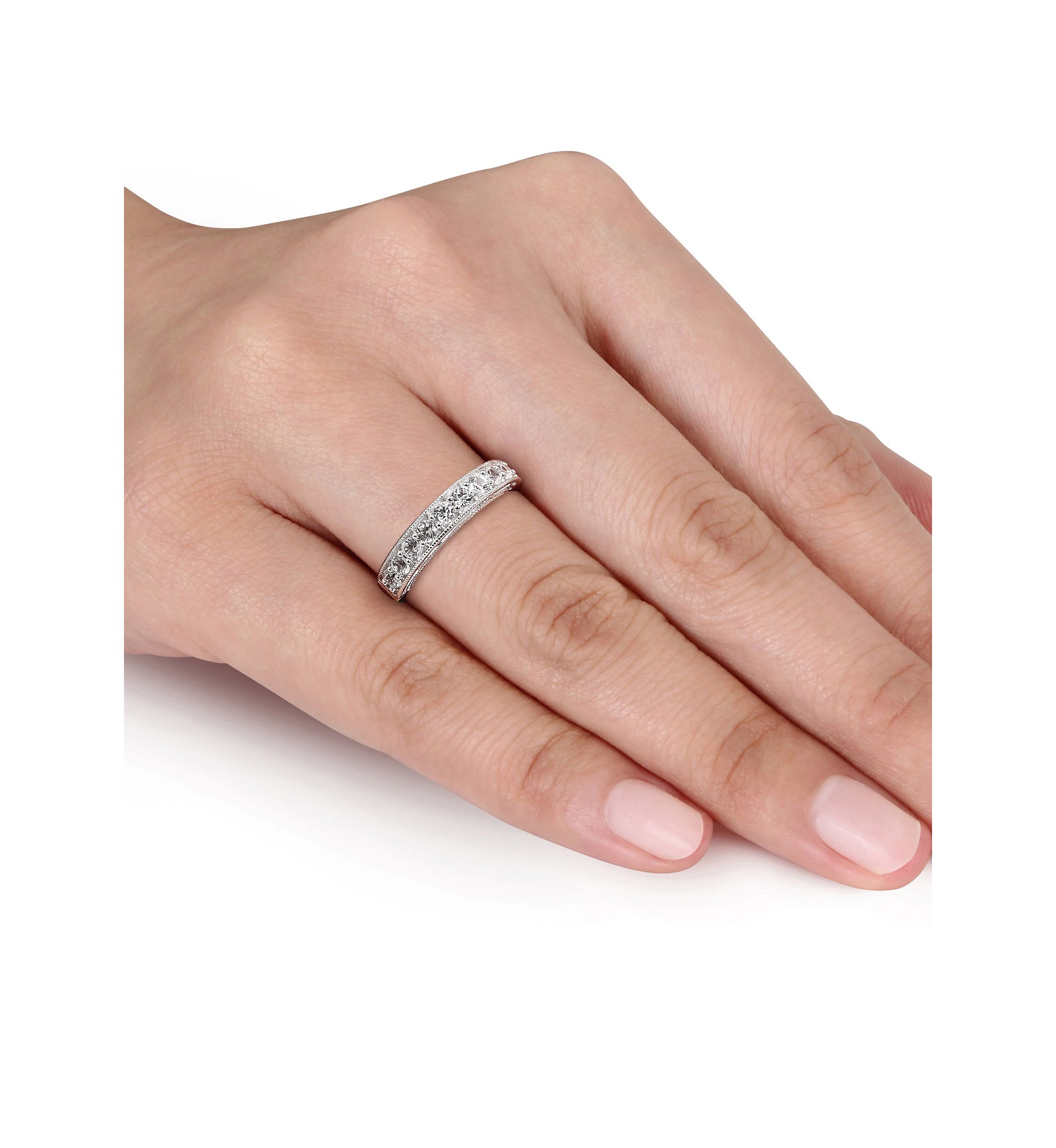4/5 ct. t.w. Lab Created White Sapphire Anniversary Band in Sterling Silver