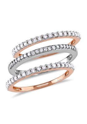 Belk & Co 1/2 Ct. T.w. Diamond 3 Piece Anniversary Band Set Of Stacking Rings In 10K Two Tone White And Rose Gold, Pink, 7 -  0686692269880