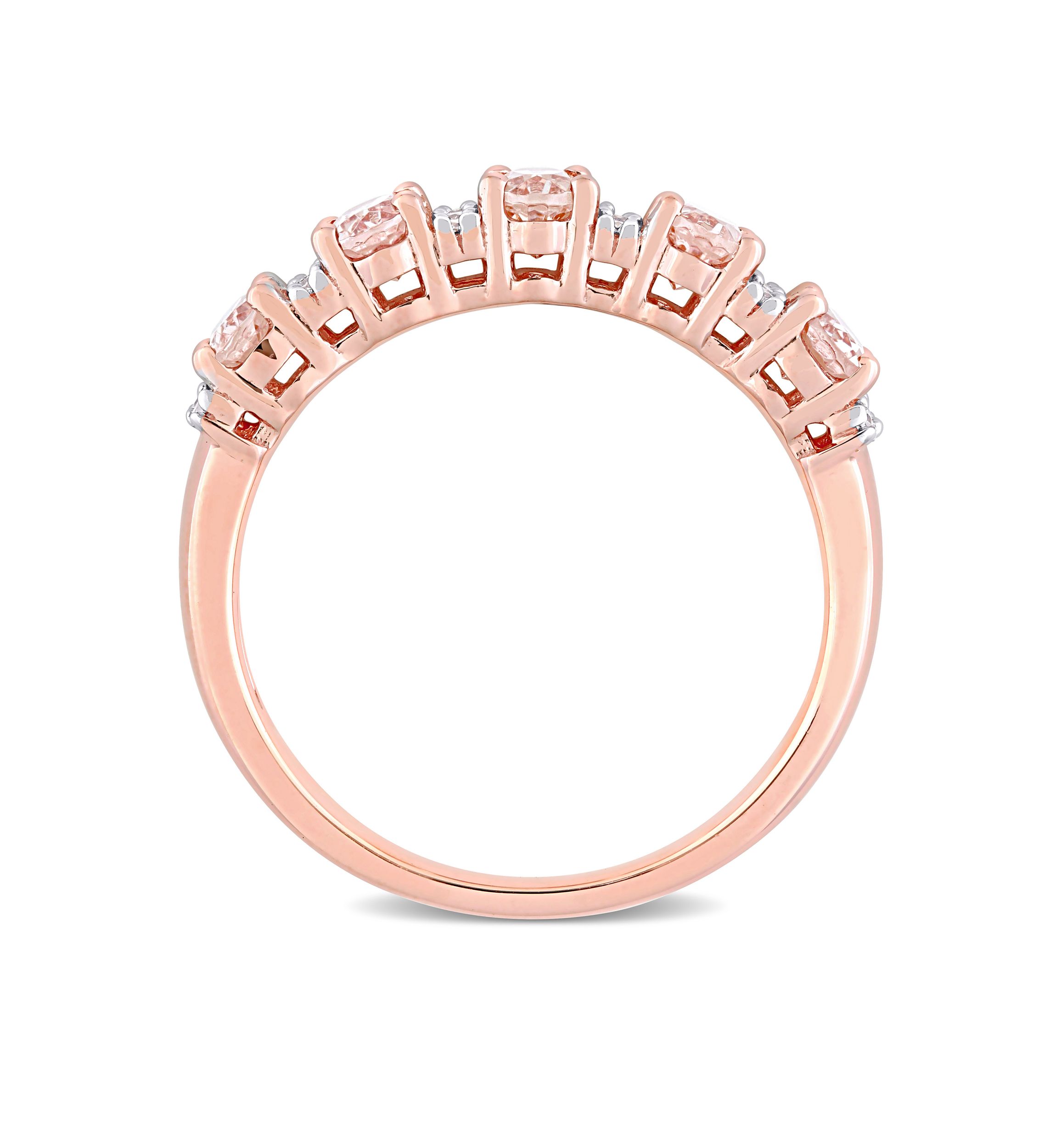 1 ct. t.w. Morganite and 1/6 ct. t.w. Diamond Semi Eternity Ring in 14K Rose Gold