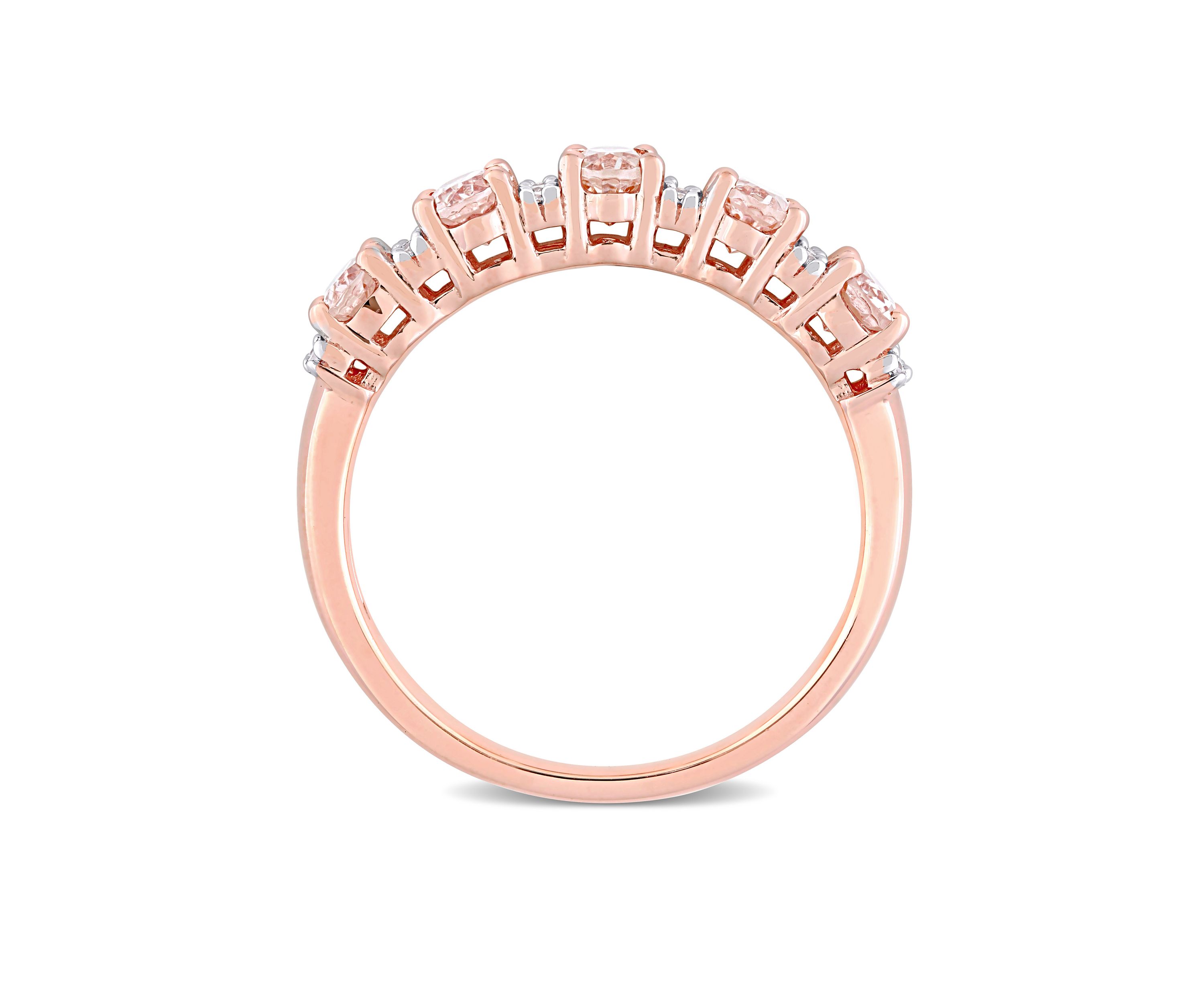 1 ct. t.w. Morganite and 1/6 ct. t.w. Diamond Semi Eternity Ring in 14K Rose Gold
