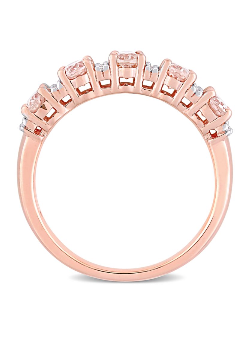 1 ct. t.w. Morganite and 1/6 ct. t.w. Diamond Semi Eternity Ring in 14K Rose Gold