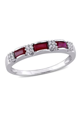 Belk & Co 1/2 Ct. T.w. Ruby Ring With 1/10 Ct. T.w. Diamonds In 10K White Gold, 8.5 -  0686692276628