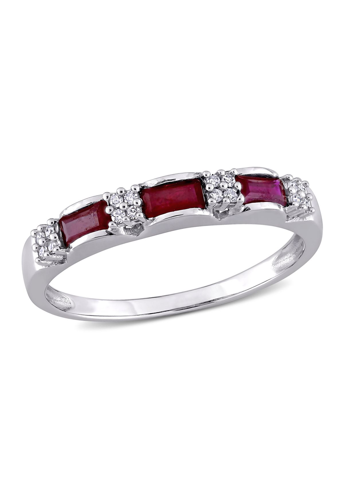 1/2 ct. t.w. Ruby Ring with 1/10 ct. t.w. Diamonds in 10K White Gold