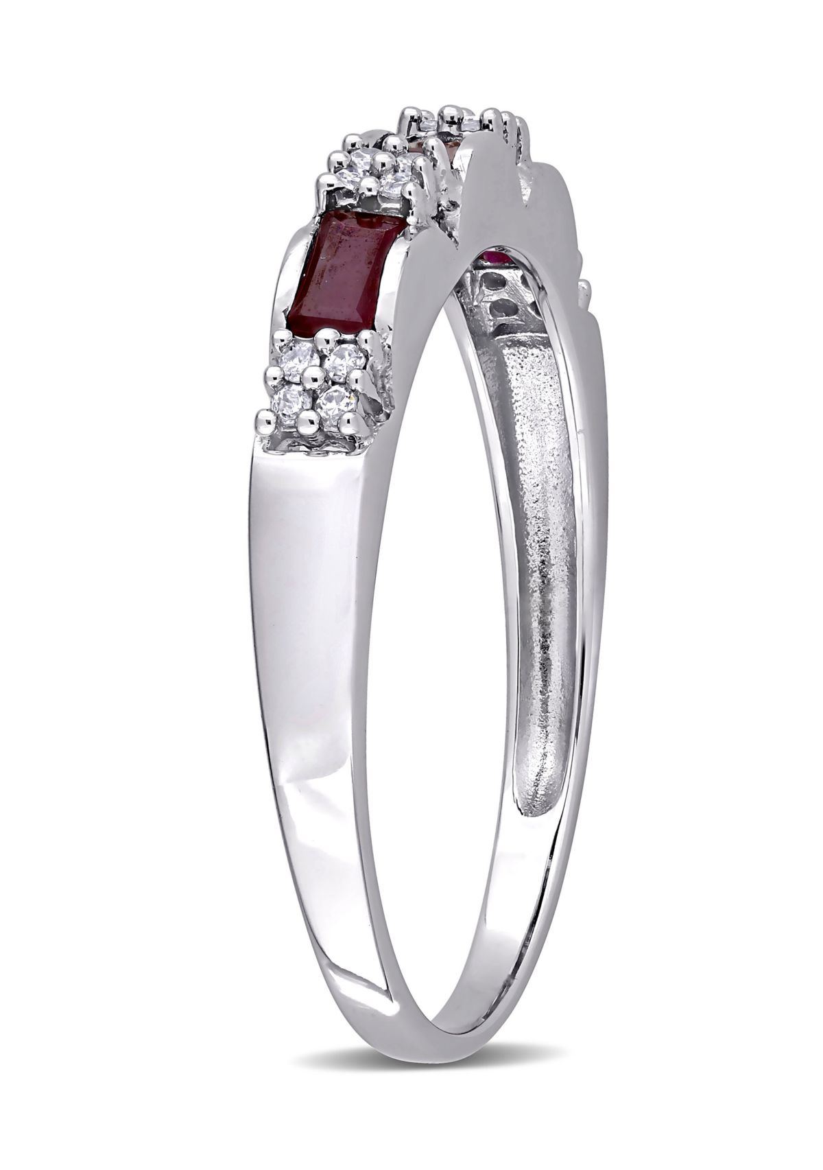 1/2 ct. t.w. Ruby Ring with 1/10 ct. t.w. Diamonds in 10K White Gold