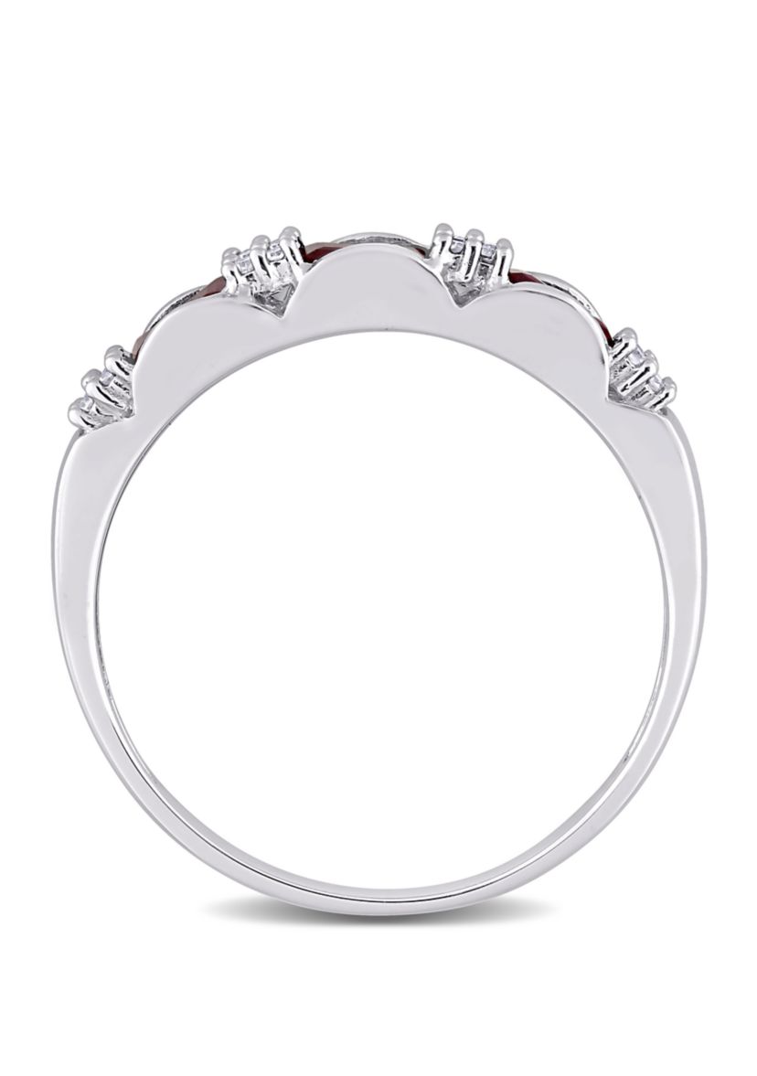 1/2 ct. t.w. Ruby Ring with 1/10 ct. t.w. Diamonds in 10K White Gold